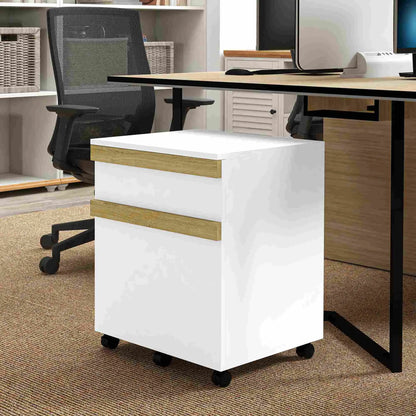 Mobile 2-Drawer Filing Cabinet, 5-Wheel Office Storage, Wood Grain, White Office Cabinets & Cupboards at Gallery Canada