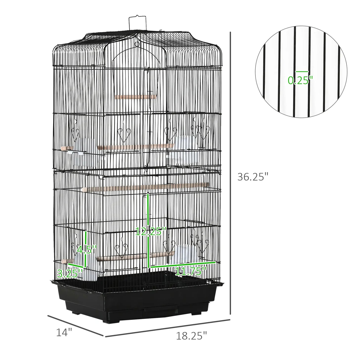 36" Bird Cage, Macaw Play House, Parrot Finch Flight Cage, Black Bird Cages at Gallery Canada