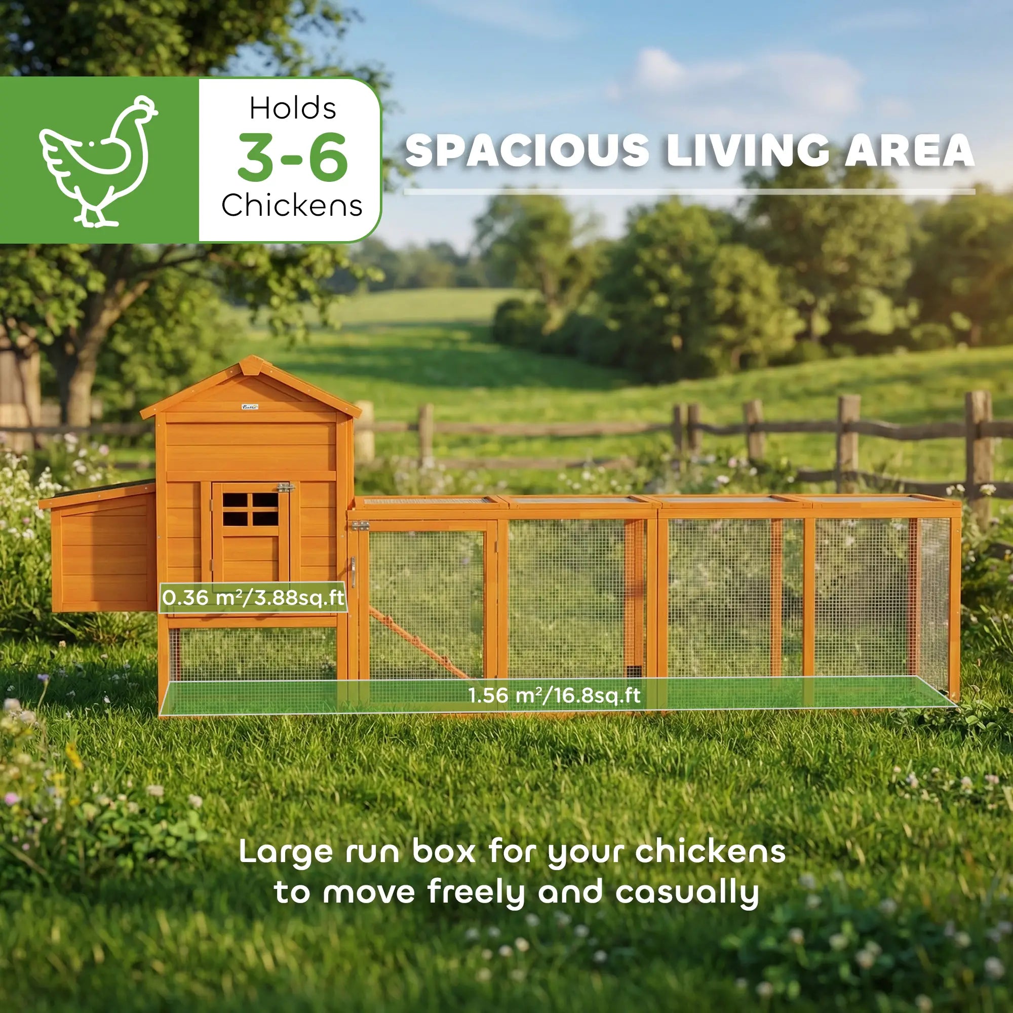117 Extra Large Chicken Coop, Asphalt Roof, Wooden Hen House, Slide-out Tray, Quail Hutch, Nesting Box, Orange Chicken Coops at Gallery Canada