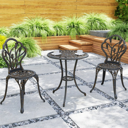 3PCs Patio Bistro Set, Cast Aluminum Table and Chairs, Bronze Bistro Sets at Gallery Canada
