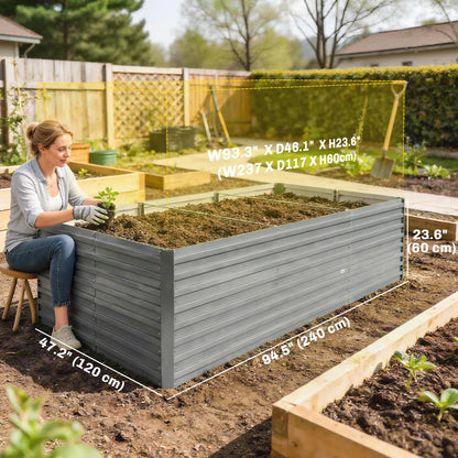 8' x 4' x 2' Raised Garden Bed, Galvanized Planter Box, Light Grey Galvanized Planter Boxes at Gallery Canada