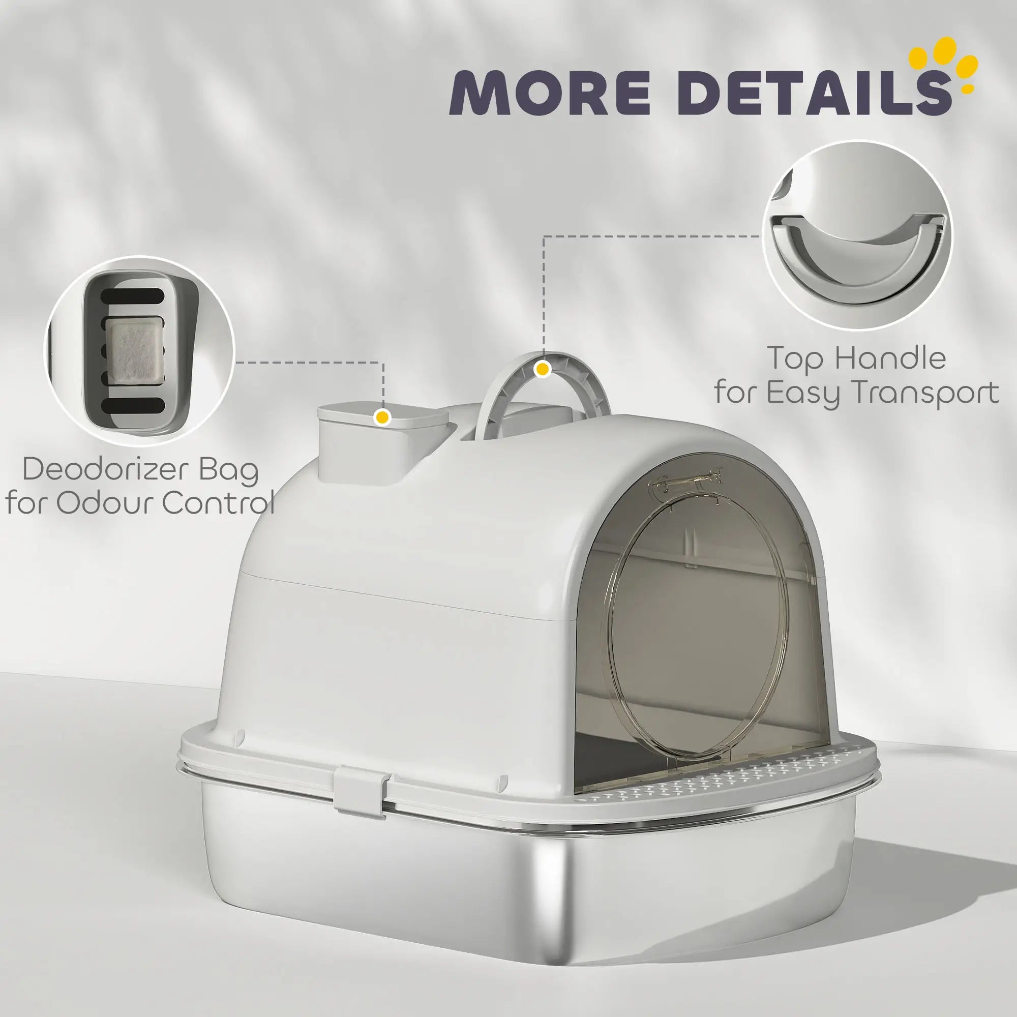 Enclosed Stainless Steel Litter Box, With Scoop, Deodorizer Bag, Handle Cat Litter Box Enclosures at Gallery Canada