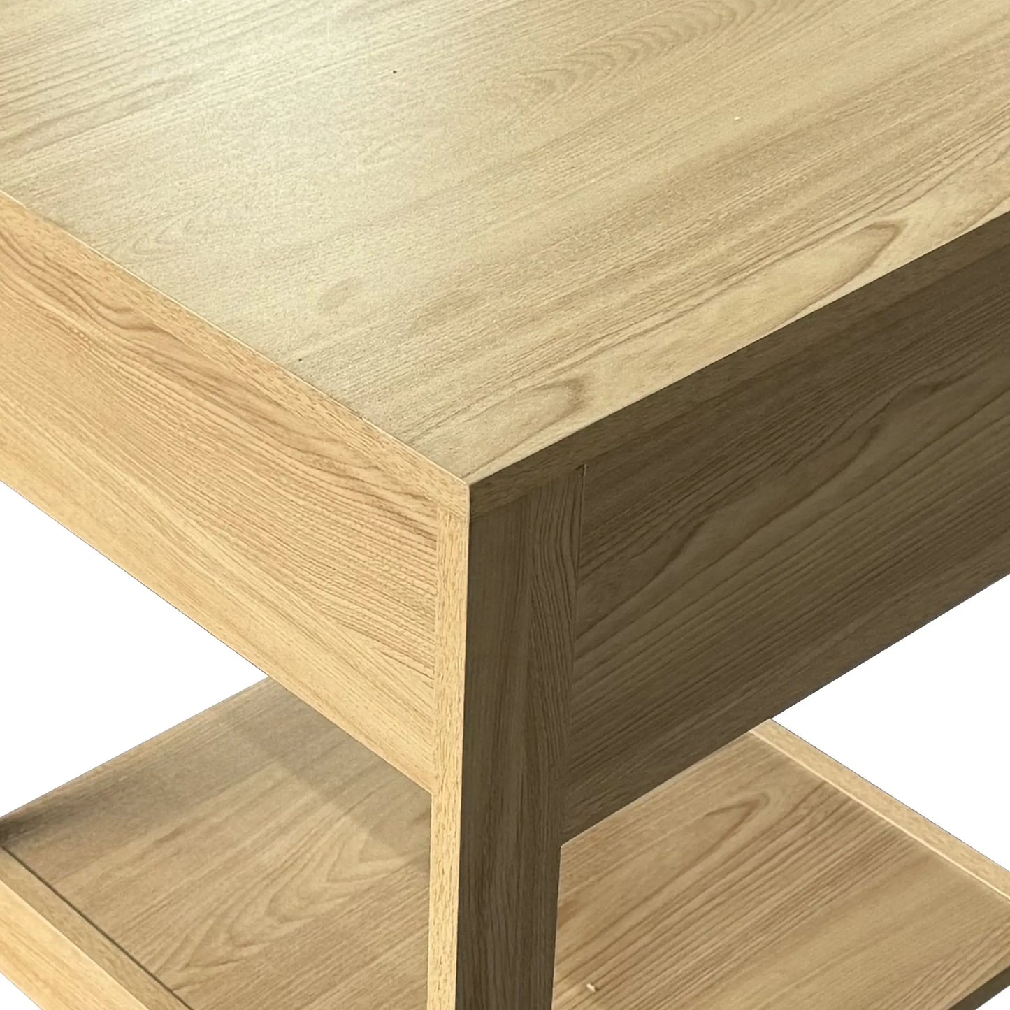 Nightstand Set of 2 With Drawer & Shelf, Natural Wood, Natural Wood Side Tables at Gallery Canada