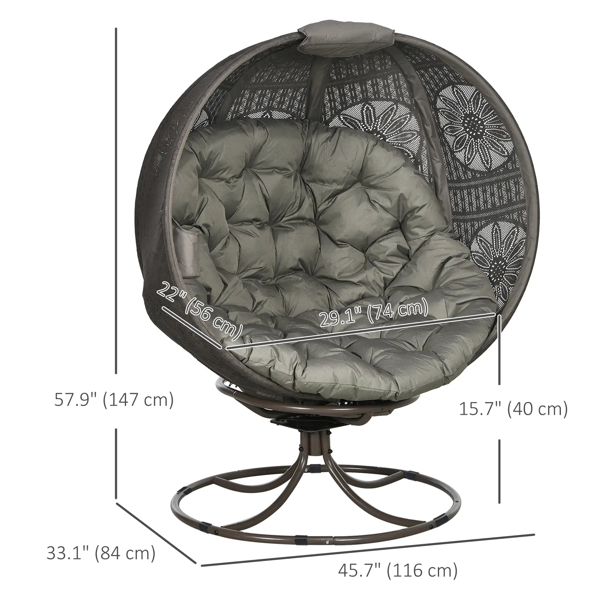 Patio Egg Chair, Swivel Base, Foldable, Large Seat Cushion, Cup Holder, Indoor Outdoor Patio Chairs at Gallery Canada