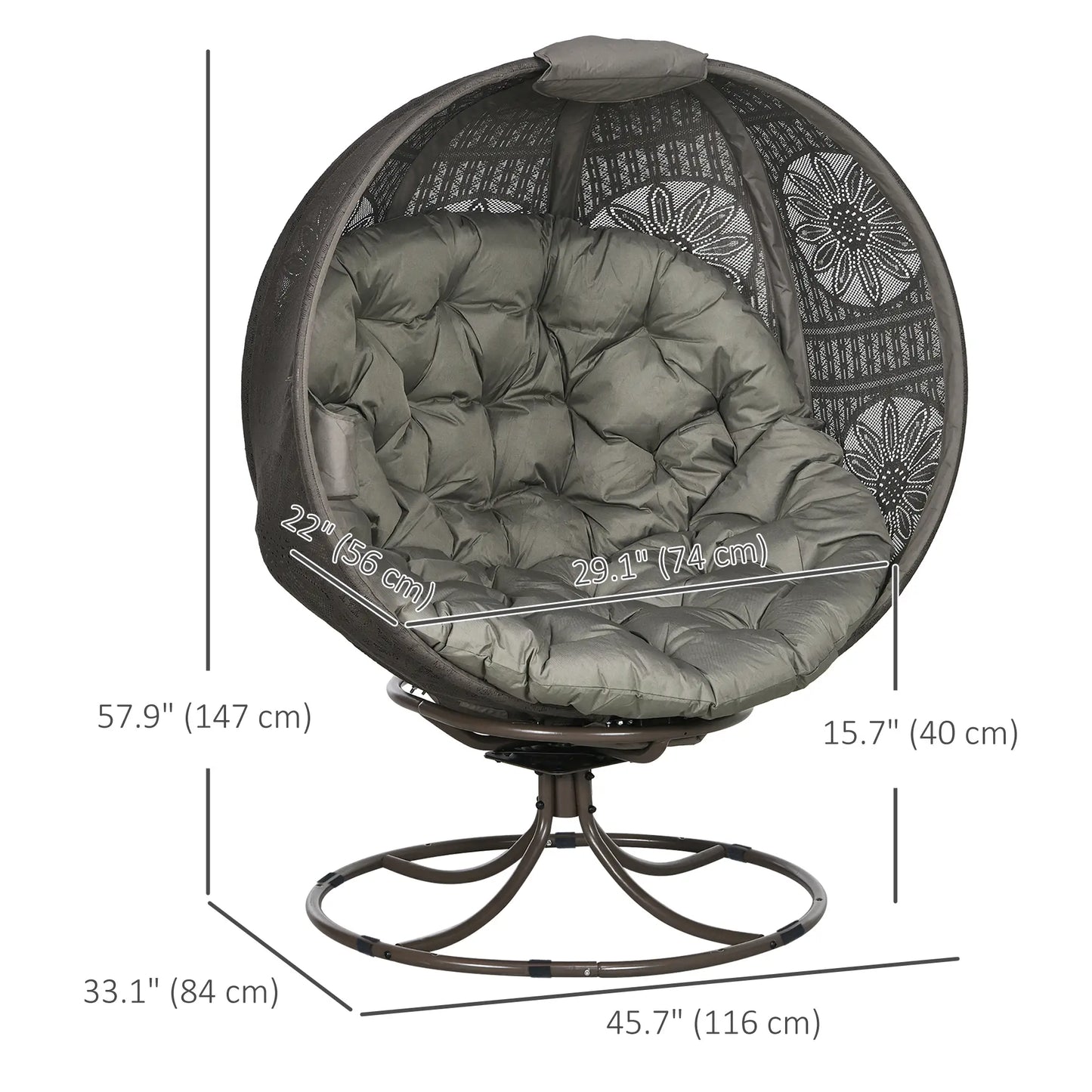 Patio Egg Chair, Swivel Base, Foldable, Large Seat Cushion, Cup Holder, Indoor Outdoor Patio Chairs at Gallery Canada