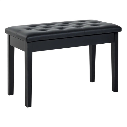 30 Piano Bench, Padded Cushion, Storage, Faux Leather, Black Piano Benches Black at Gallery Canada