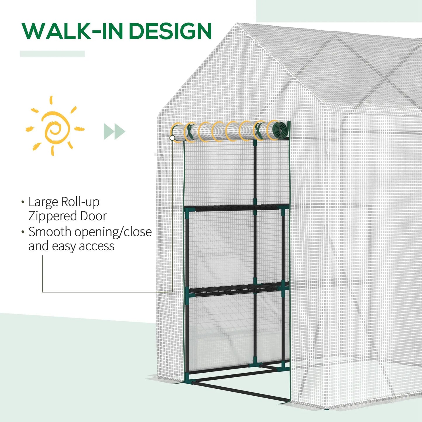 56 x 56 Walk-In Greenhouse, Portable Gardening Plant House, 2-Tier Shelf, Green Greenhouses at Gallery Canada