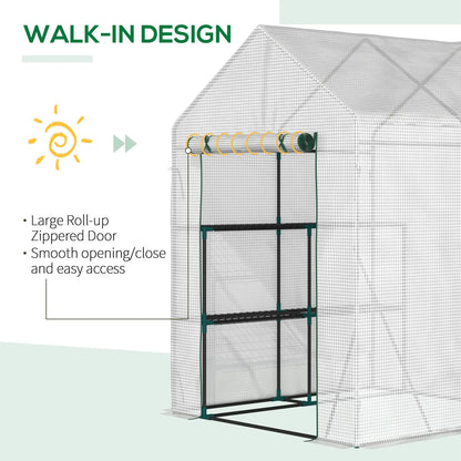 56 x 56 Walk-In Greenhouse, Portable Gardening Plant House, 2-Tier Shelf, Green Greenhouses at Gallery Canada