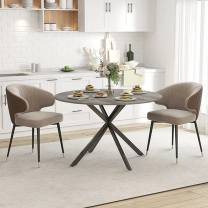47" Round Kitchen Table for 4, Industrial Dining Table, Wood Grain, Black, Grey Dining Tables at Gallery Canada
