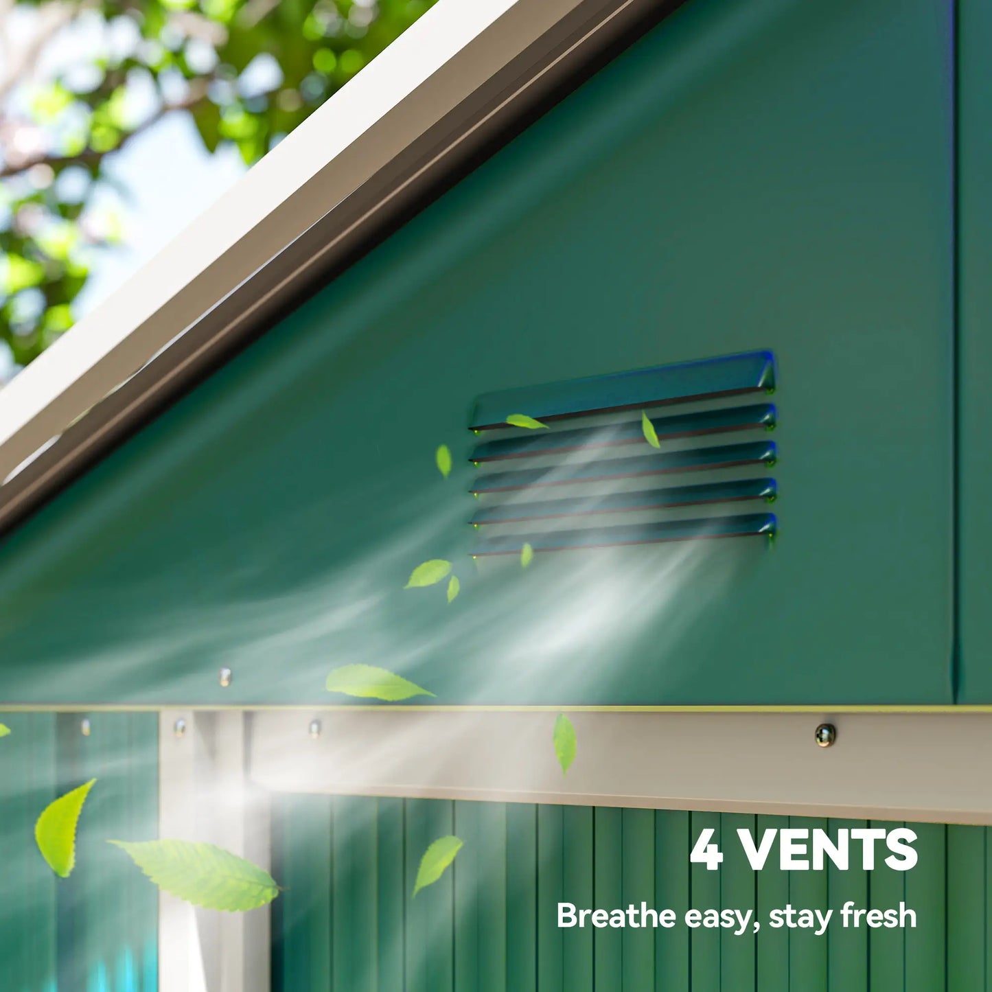 6.5x3.5ft Metal Garden Shed, Outdoor Tool Storage, Double Sliding Doors, Vents, Green Sheds at Gallery Canada