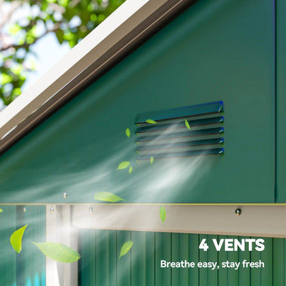 6.5x3.5ft Metal Garden Shed, Outdoor Tool Storage, Double Sliding Doors, Vents, Green Sheds at Gallery Canada