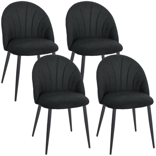Modern Dining Chairs Set of 4, Upholstered, Metal Legs, Black Dining Chairs Black at Gallery Canada