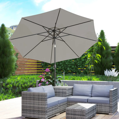 10' x 8' Round Patio Umbrella, Crank Handle, Tilt, Light Grey Sun Umbrellas at Gallery Canada