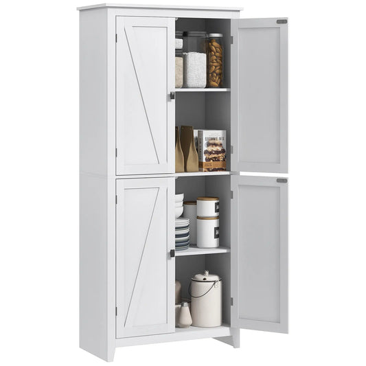 72" Freestanding Storage Cabinet, Kitchen Pantry with Doors, Shelves, White Kitchen Pantry Cabinets White at Gallery Canada