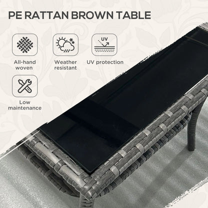 20" Patio Wicker Coffee Table, Outdoor PE Rattan Two-tier Side Table, Mixed Grey, Grey Patio Side Tables at Gallery Canada