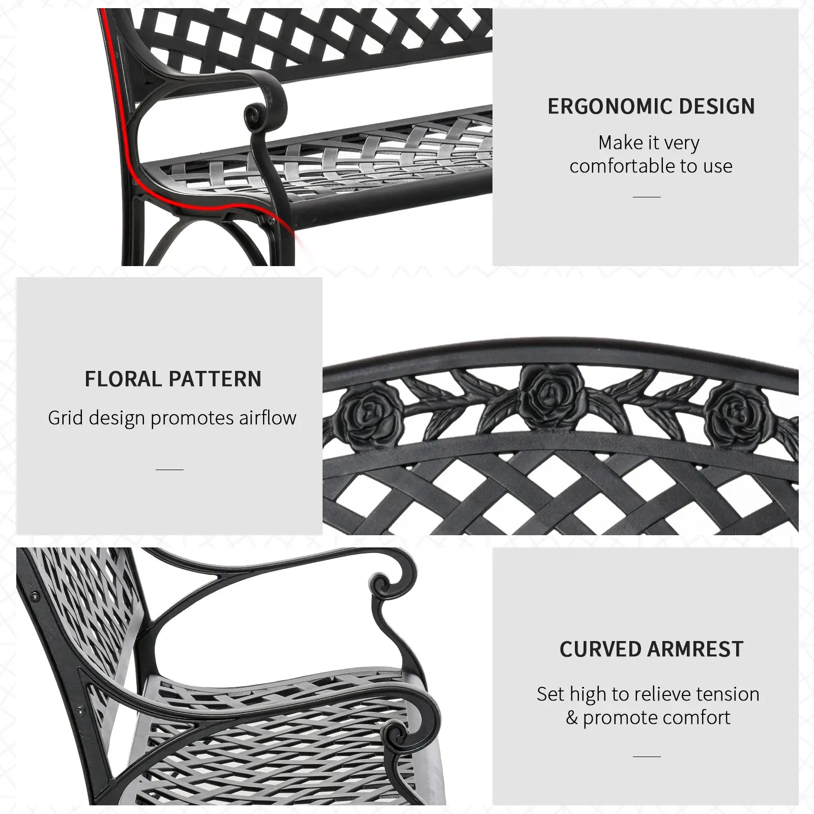 Garden Bench With Aluminum Frame, 40