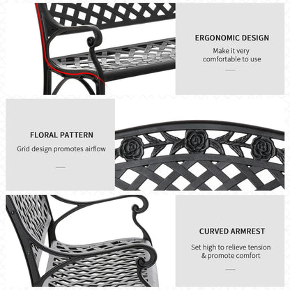 Garden Bench With Aluminum Frame, 40" Patio Loveseat, Floral Design, no color Outdoor Benches at Gallery Canada