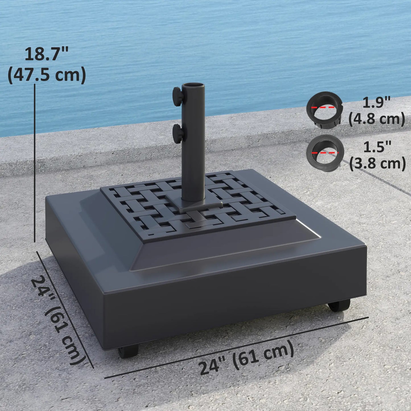 Outdoor Umbrella Base With Wheels, Heavy Duty, Black Umbrella Bases at Gallery Canada