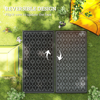 9' x 18' Outdoor RV Rug, Reversible Patio Floor Mat, Black and Grey Garden Decor at Gallery Canada