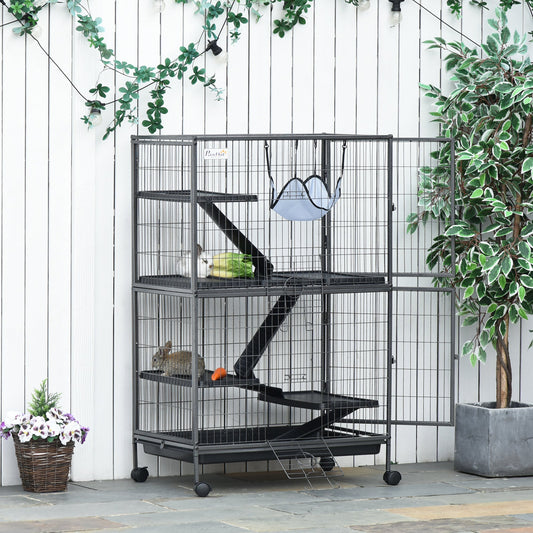 5-Tier Rolling Small Animal Cage, Deluxe Guinea Pig Cage, Ferret Cage for Mink Chinchilla Kitten Rabbit, Light Grey - Gallery Canada