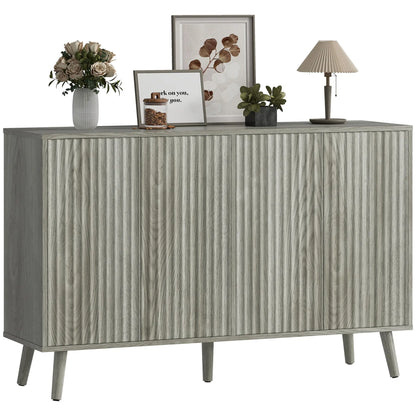 Fluted Sideboard with Adjustable Shelves, Light Grey Bar Cabinets at Gallery Canada