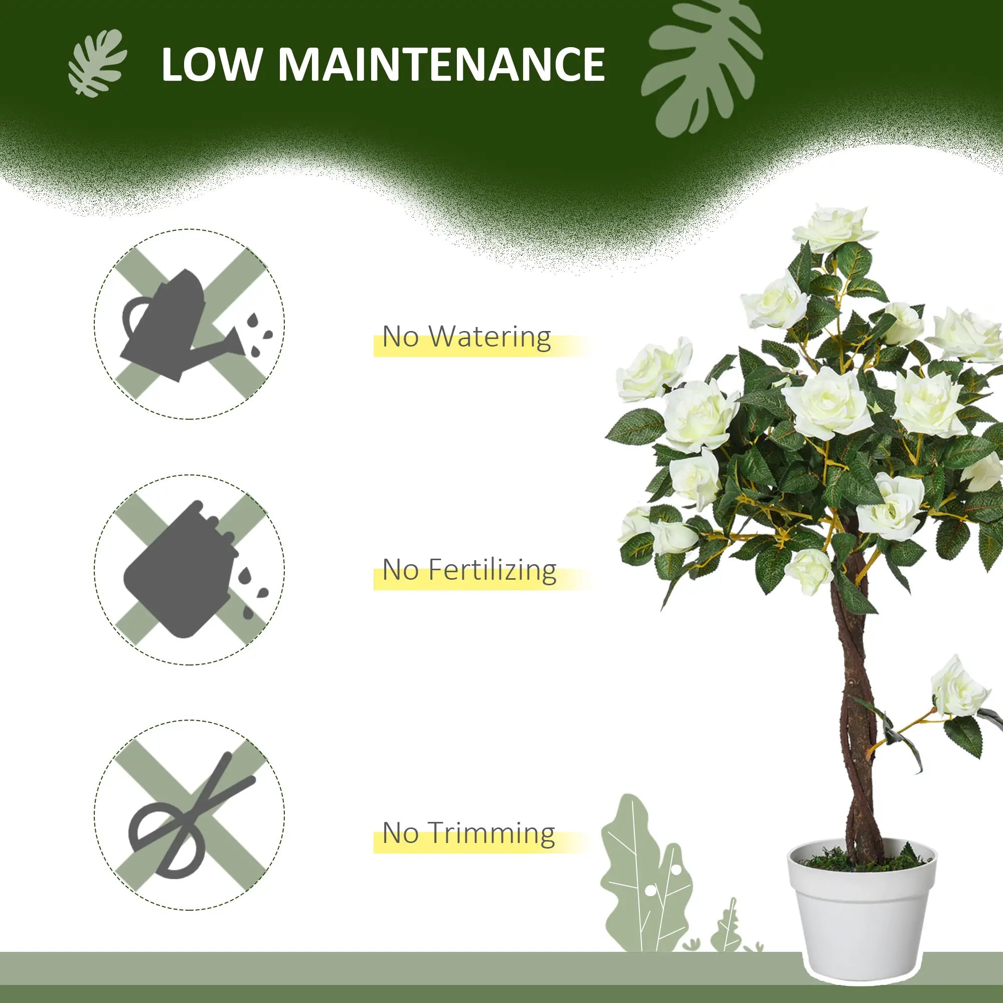 3FT White Rose Artificial Plant In Pot, Fake Plant For Indoor Decor, White Artificial Trees at Gallery Canada