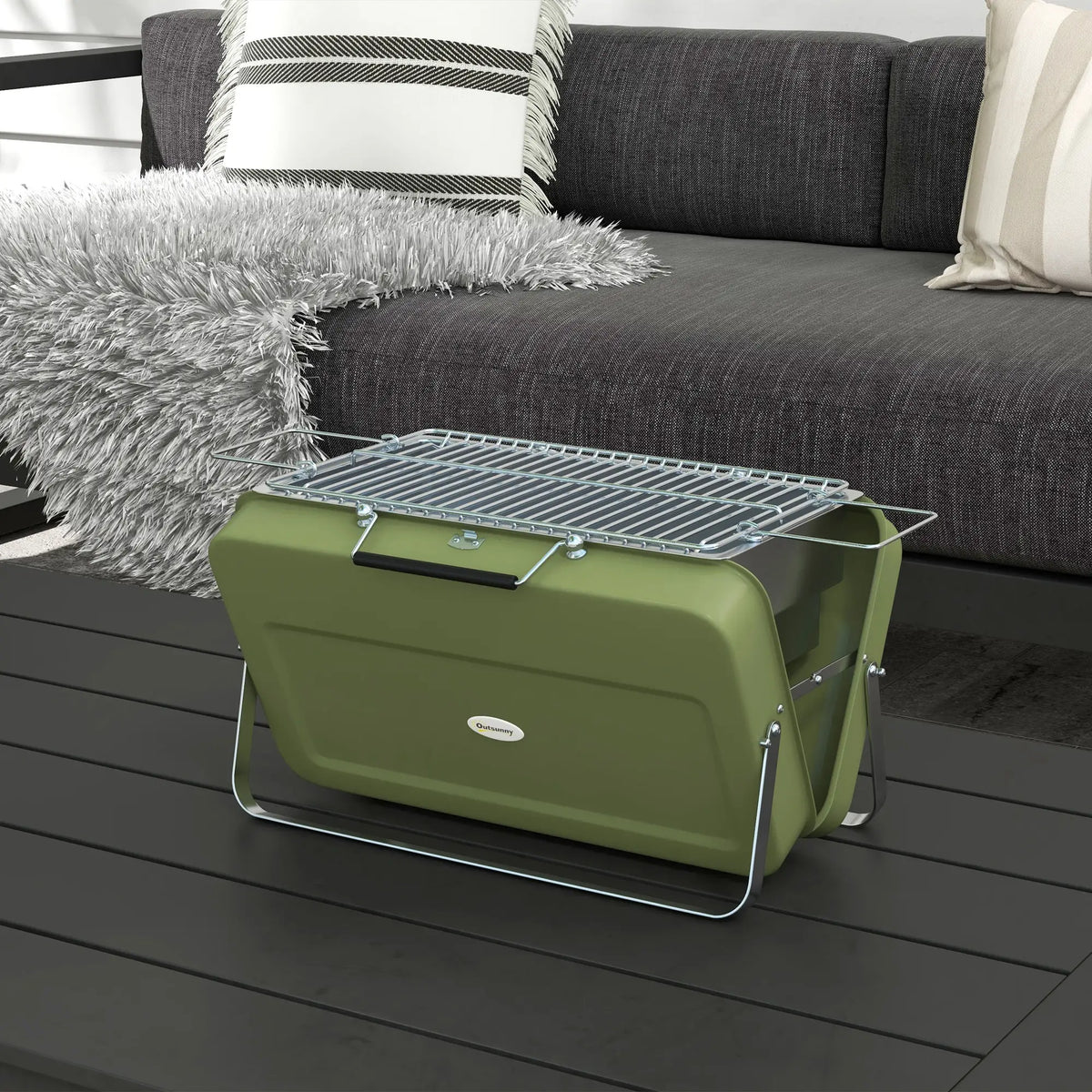 Metal Portable BBQ Grill, Green Charcoal BBQ Grils at Gallery Canada