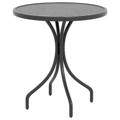 26" Round Patio Table, Outdoor Side Table, Steel Frame, Slat Tabletop, Black Patio Side Tables Black at Gallery Canada
