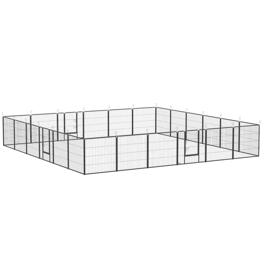24 Panel 31.5" Heavy Duty Dog Playpen, Small Medium Dogs, Grey Houses, Kennels & Pens Grey at Gallery Canada