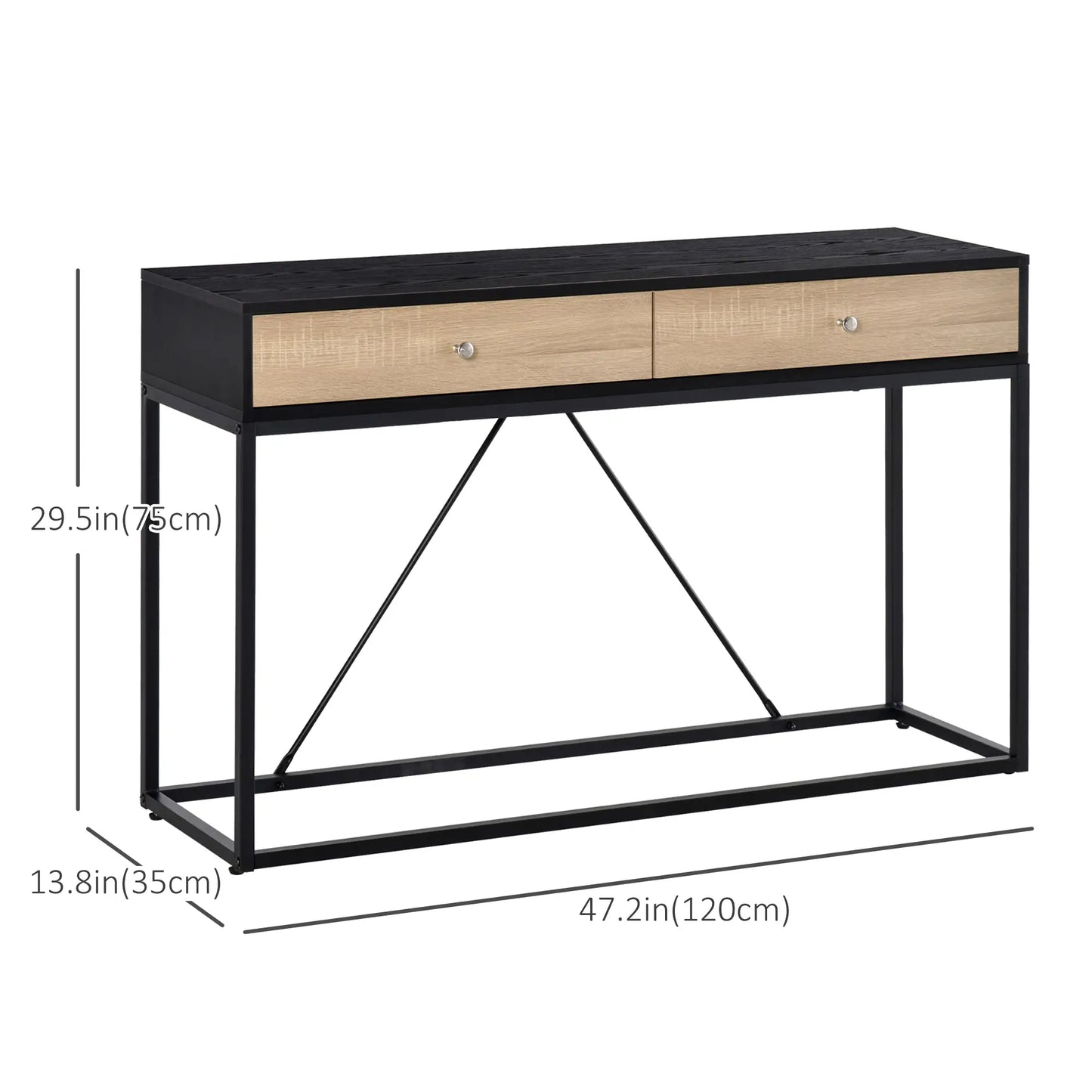 Console Table with 2 Drawers, Steel Frame, Black Console Tables at Gallery Canada