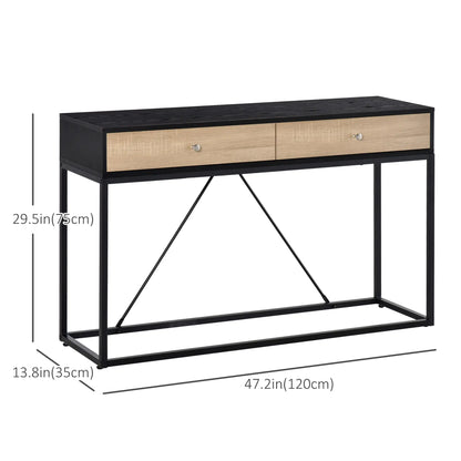 Console Table with 2 Drawers, Steel Frame, Black Console Tables at Gallery Canada