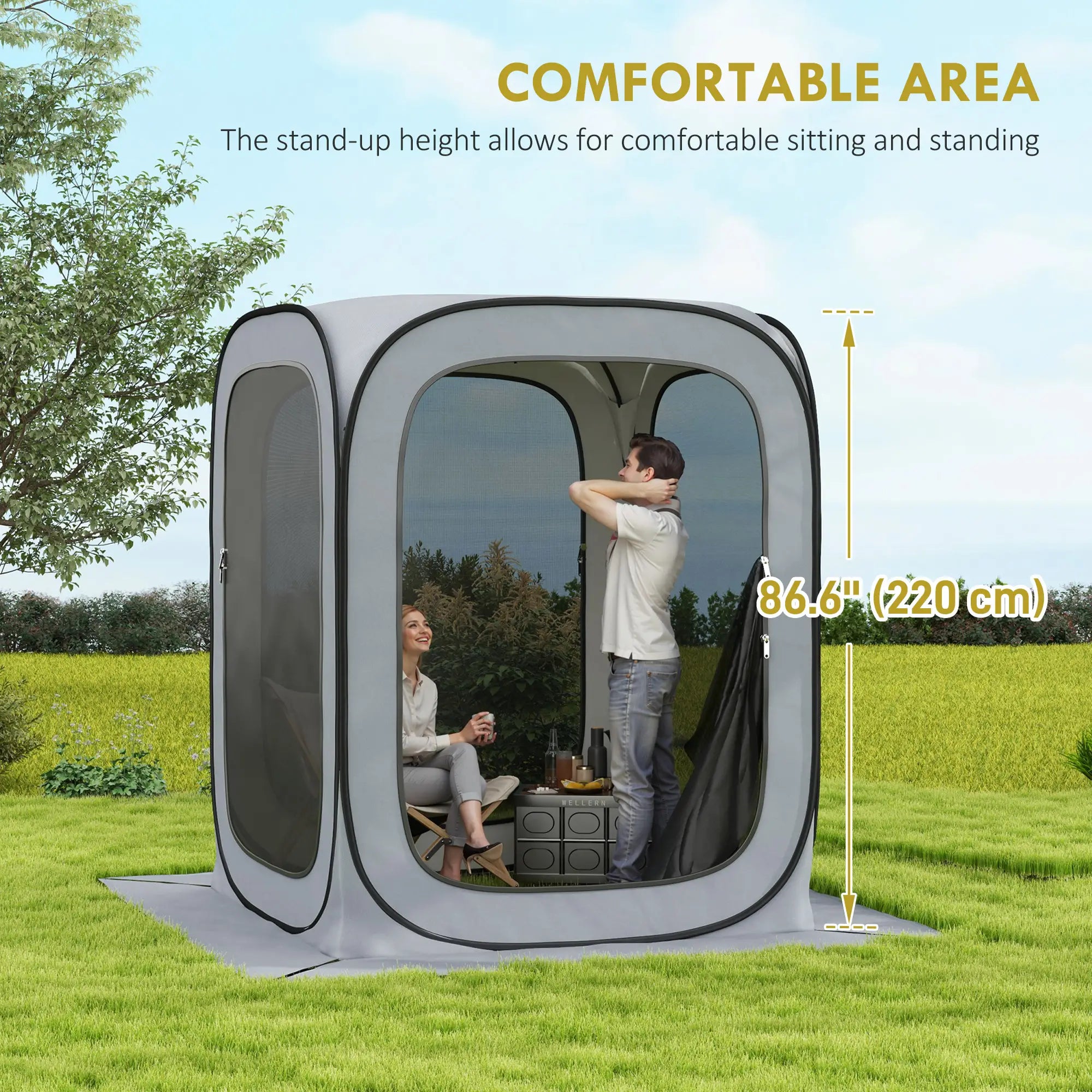 6x6ft Pop Up Screen Tent, UPF50+ Portable Camping Gazebo, Light Grey Camping Tents at Gallery Canada