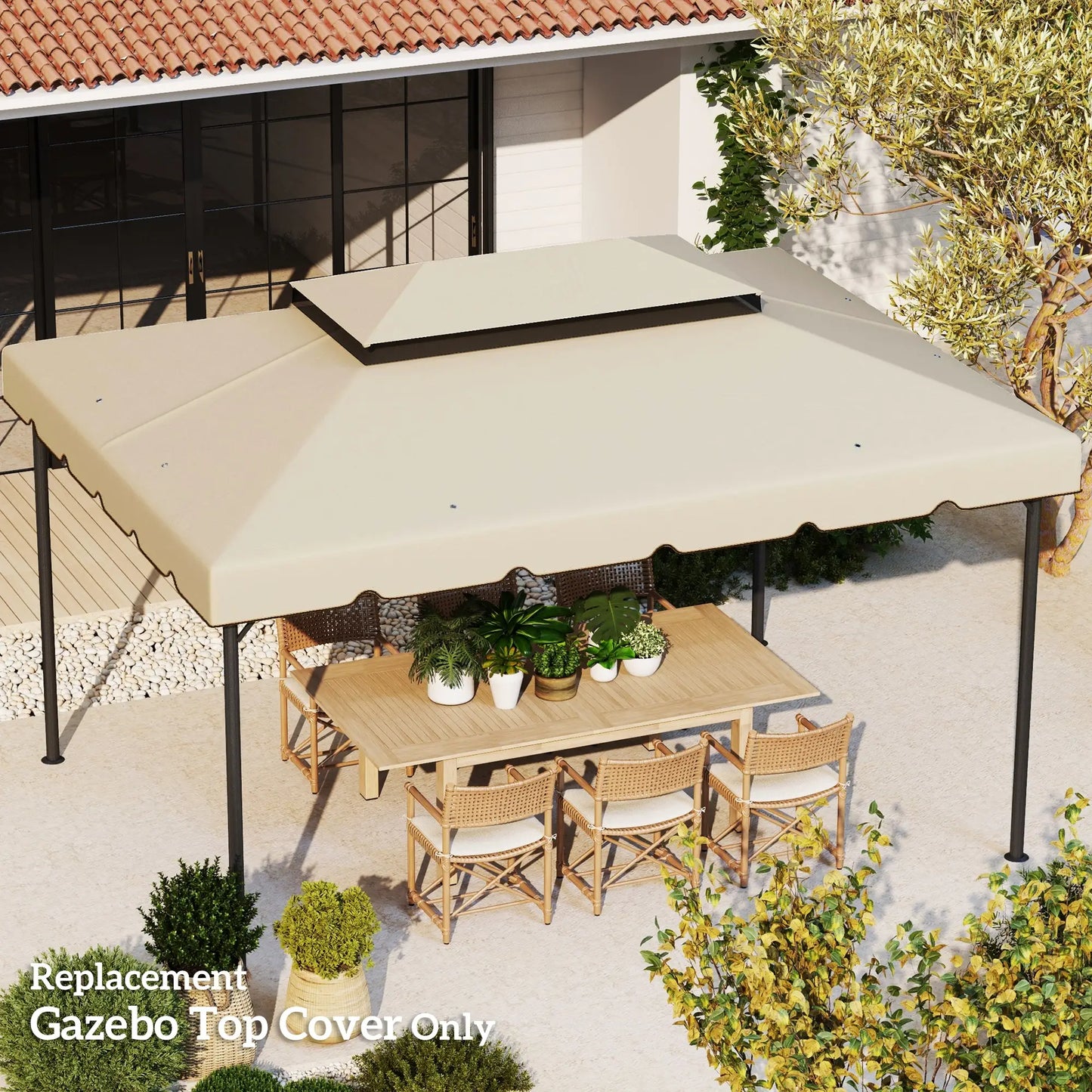 13' x 10' Gazebo Replacement Canopy, Double Vented Roof, Beige Gazebo Canopy Replacement at Gallery Canada