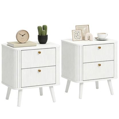 Ensemble de 2 tables de nuit, grain de bois blanc, 2 tiroirs