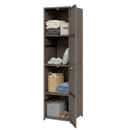 Wicker Outdoor Storage Cabinet, 4 Shelf Patio, Brown Patio Storage Boxes Brown at Gallery Canada