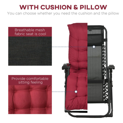 Folding Garden Chairs Set of 2, Reclining Zero Gravity, Wine Red Lounger Chairs at Gallery Canada