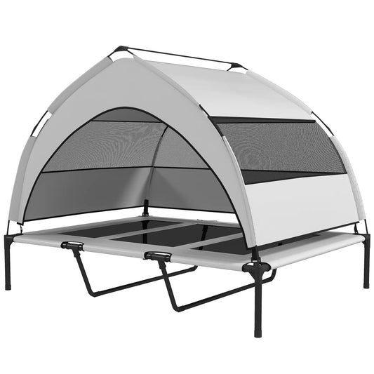 Elevated Dog Bed With Removable Canopy, Portable Pet Cot, 48" x 36" x 37" Elevated Dog Beds Light Grey, Black at Gallery Canada