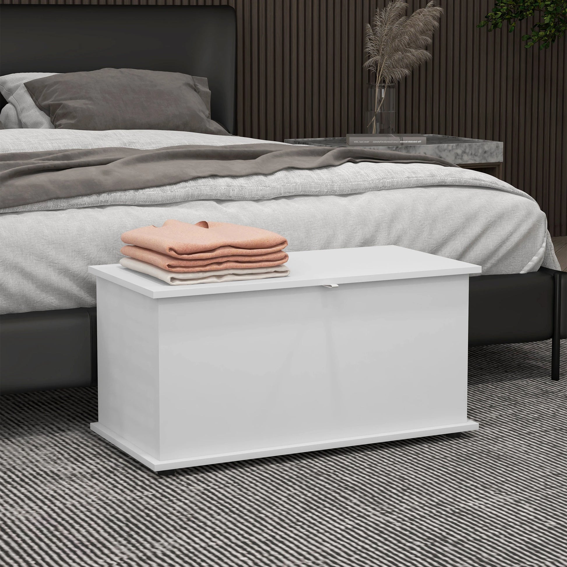 Modern Storage Chest, 31.5" Toy Box, Flip-Top Lid, Safety Hinges Storage Cabinets at Gallery Canada