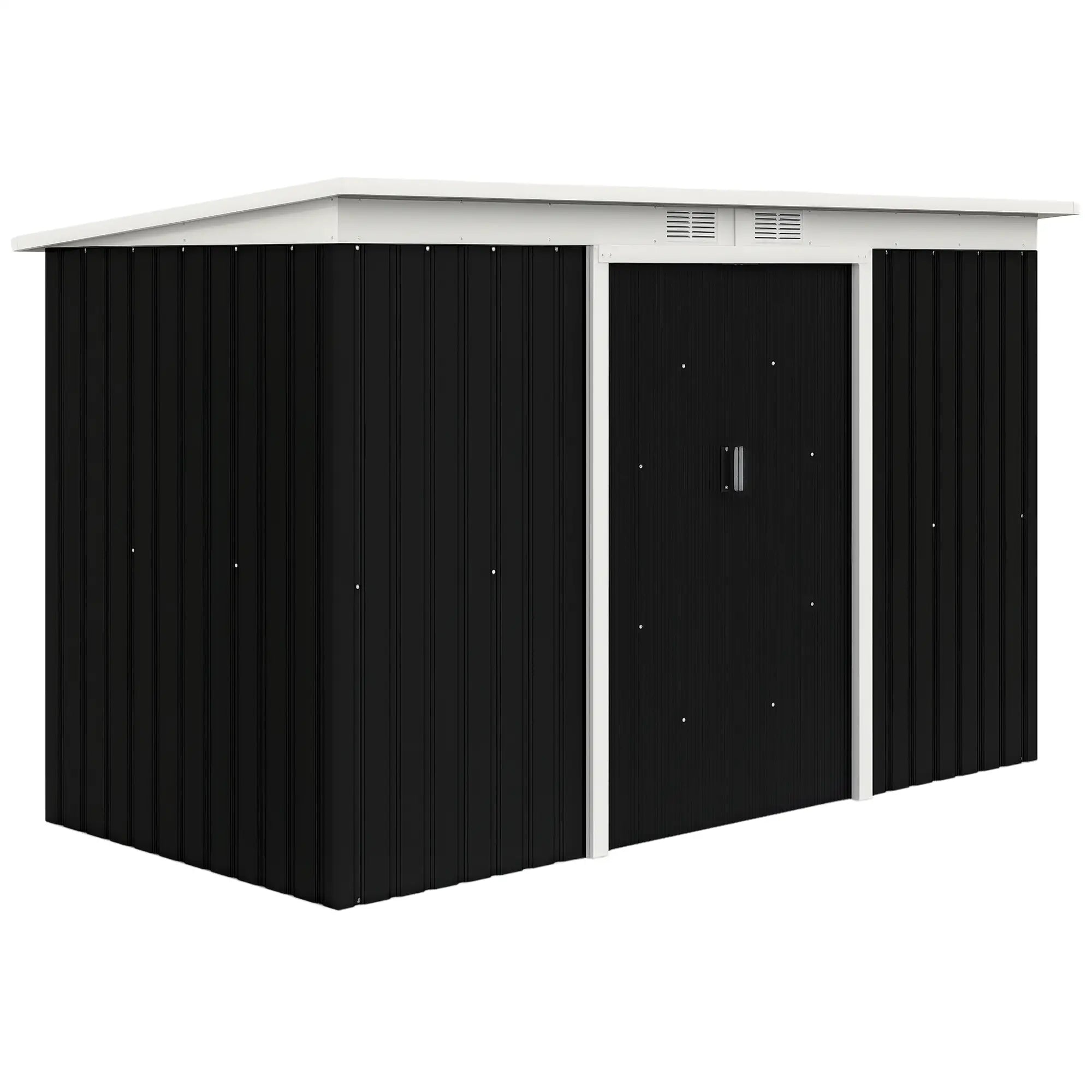 9x4 Outdoor Storage Shed, Galvanized Steel, Dark Grey Sheds Grey at Gallery Canada