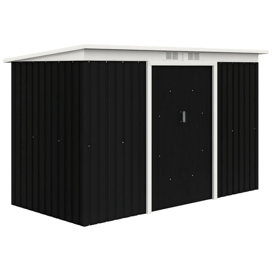 9x4 Outdoor Storage Shed, Galvanized Steel, Dark Grey Sheds Grey at Gallery Canada
