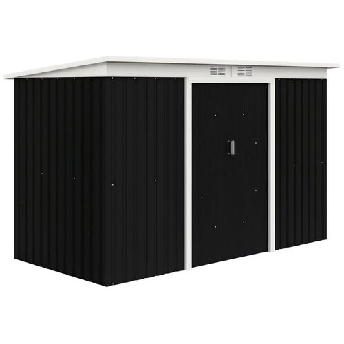 9x4 Outdoor Storage Shed, Galvanized Steel, Dark Grey