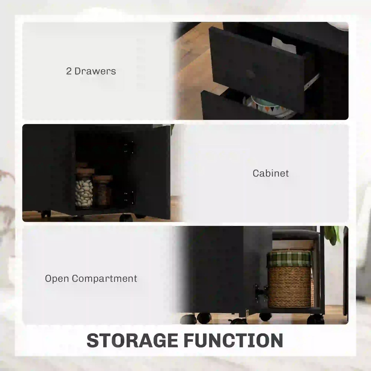 Drop Leaf Dining Table, Mobile Folding Table on Wheels, Black Bar Tables & Dining Tables at Gallery Canada