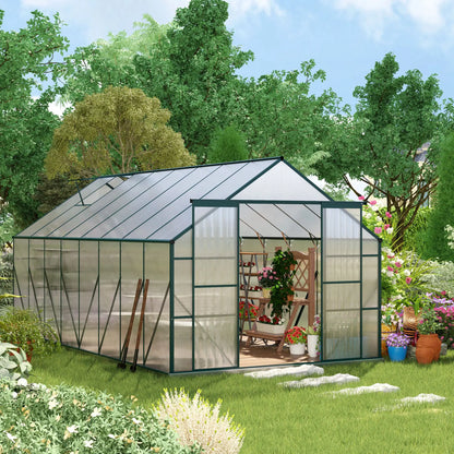 16' x 8' Aluminum Polycarbonate Greenhouse, Walk-In, Adjustable Roof Vent, Green Walk In Greenhouses at Gallery Canada