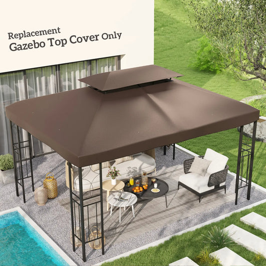 13' x 10' Gazebo Toit de Remplacement, Toit à 2 Niveaux, Marron