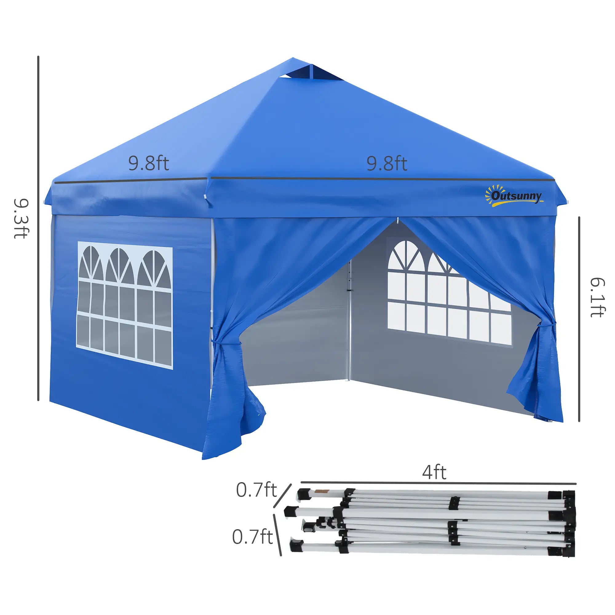 10' x 10' Pop Up Canopy Tent, Instant Sun Shelter, Blue Pop Up Canopies at Gallery Canada