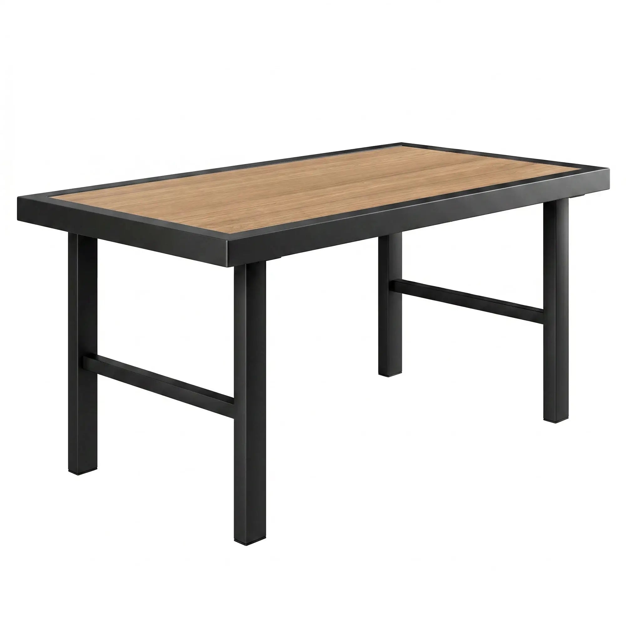 Outdoor Side Table, SPC Woodgrain Tabletop, Metal Patio Coffee Table, Brown Patio Side Tables at Gallery Canada