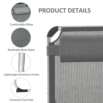 Folding Lounge Chair, Adjustable Backrest, Aluminum Frame, Grey Lounger Chairs at Gallery Canada