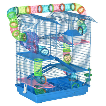 18.5" Hamster Cage, 5 Tiers, Tunnel Tube System, Exercise Wheel, Water Bottle, Blue Hamster Cages at Gallery Canada