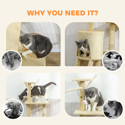 53 Cat Tree Tower, Kitten Activity Centre, Scratching Posts, Beige Cat Towers at Gallery Canada