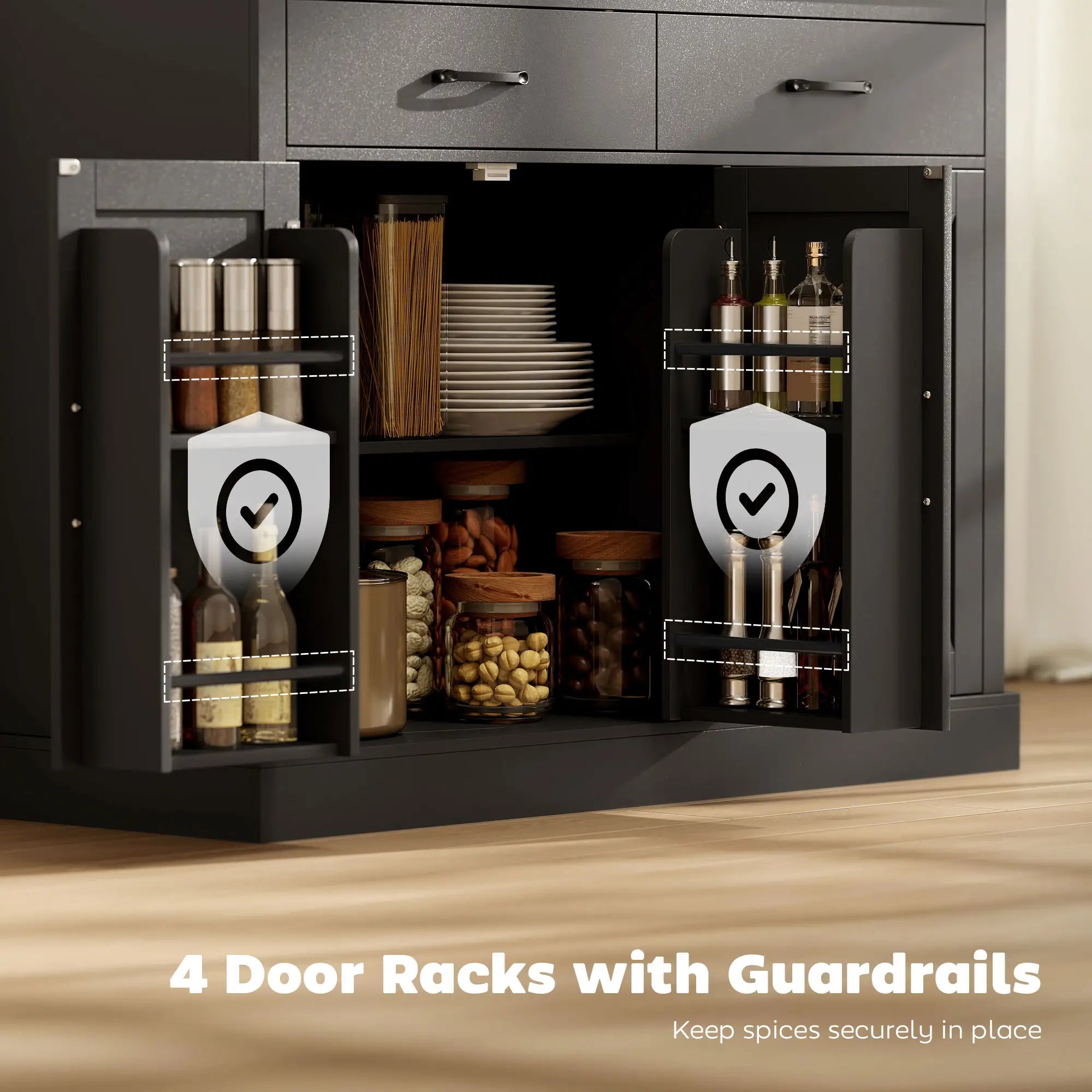 7 Gallon Tilt Out Garbage Cabinet, Kitchen Island With Charging Station, Black Storage Cabinets at Gallery Canada